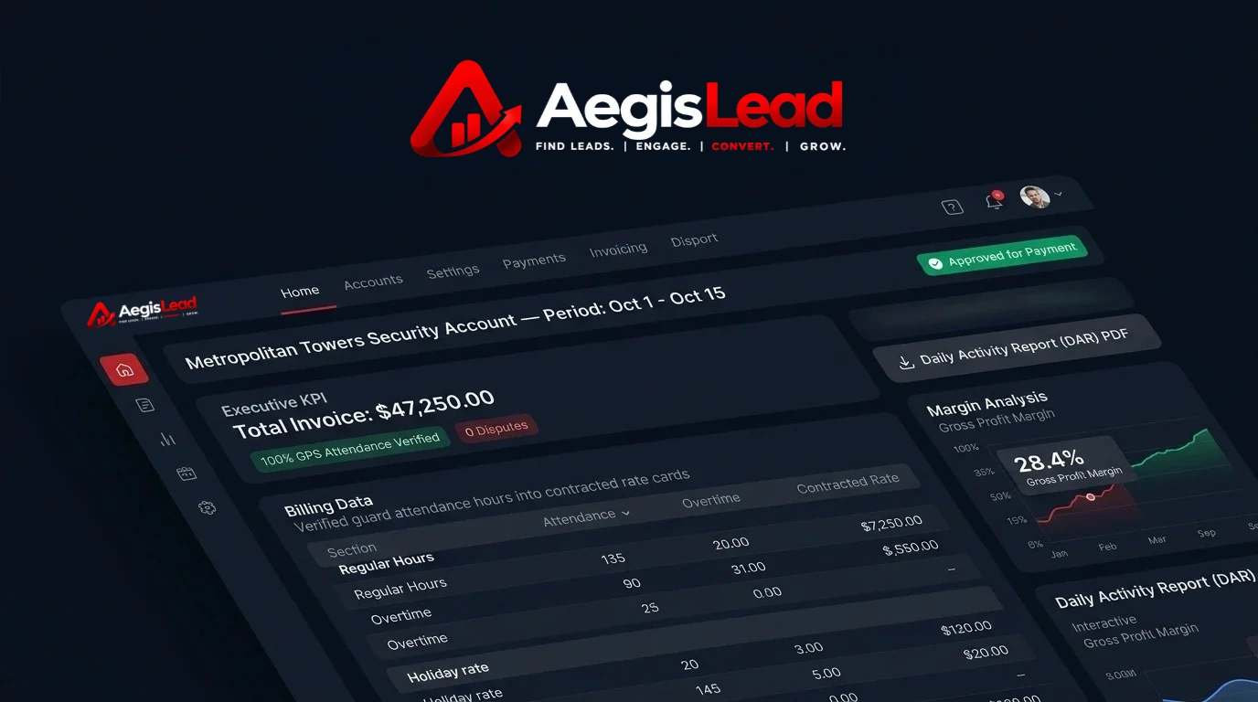 AegisLead Dispute-Proof Invoicing Dashboard - Verified Attendance Rate Card Billing