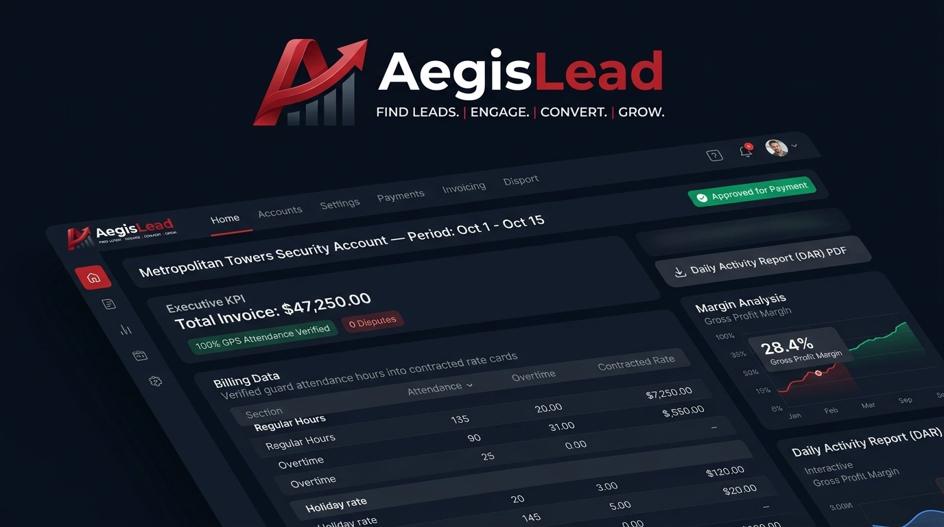AegisLead Dispute-Proof Invoicing Dashboard - Verified Attendance Rate Card Billing