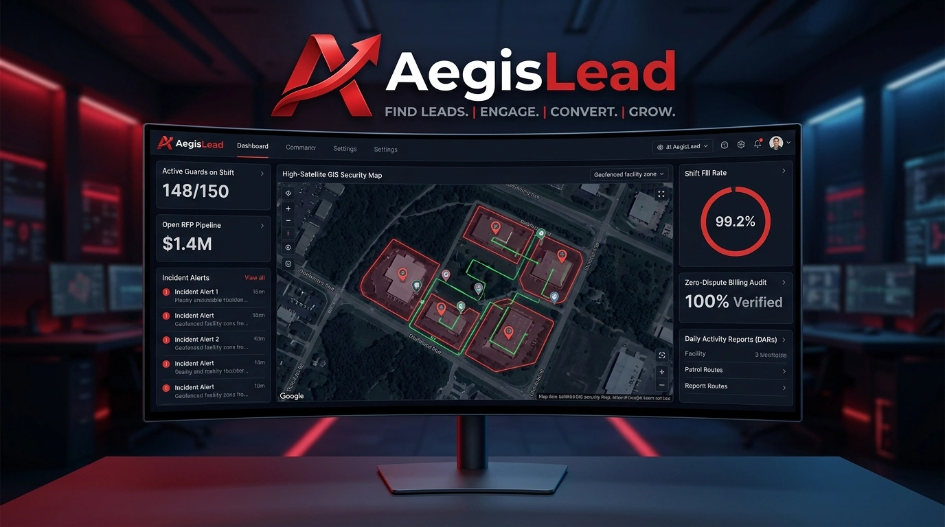 AegisLead Security Command Center Dashboard — Live SOC Telemetry & Patrol Mapping